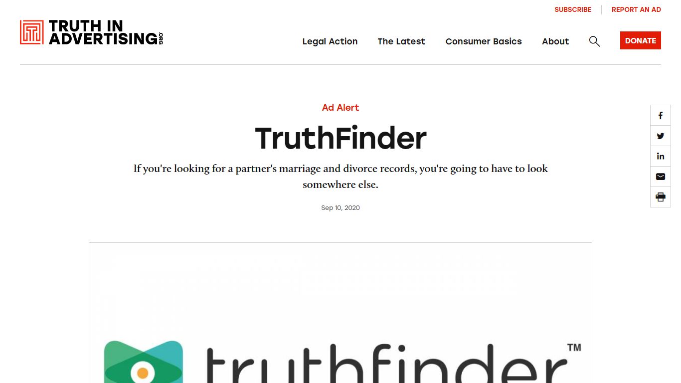 TruthFinder - Truth in Advertising